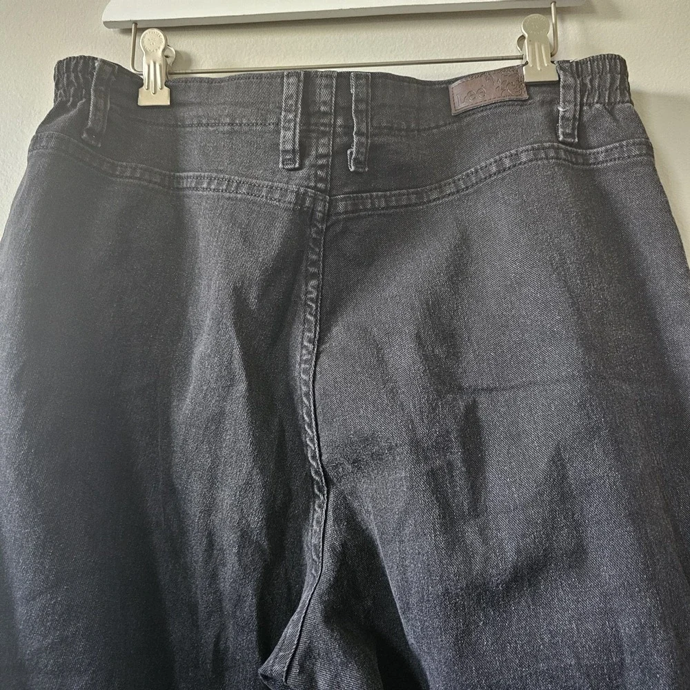 Vintage Lee Mom Jeans Women's Size 14 Med‎ Black Side Elastic 30 Inch Inseam - Picture 8 of 12